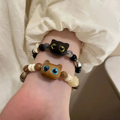 Cute Simple Style Cat Copper Beaded Bracelets