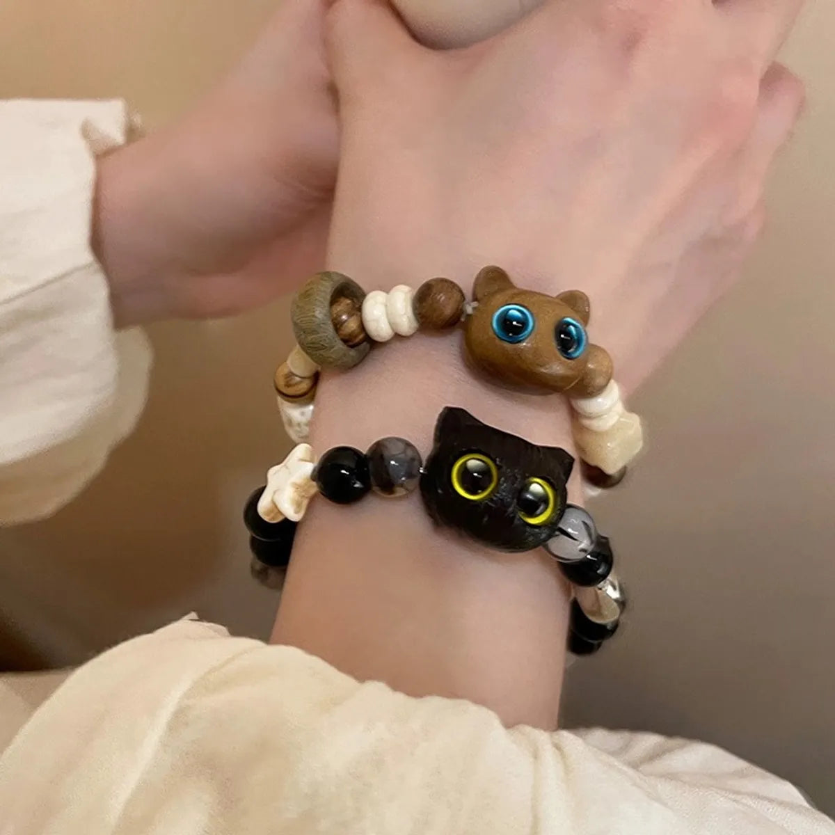 Cute Simple Style Cat Copper Beaded Bracelets