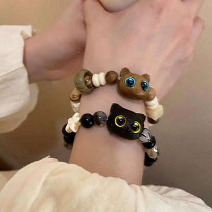 Cute Simple Style Cat Copper Beaded Bracelets