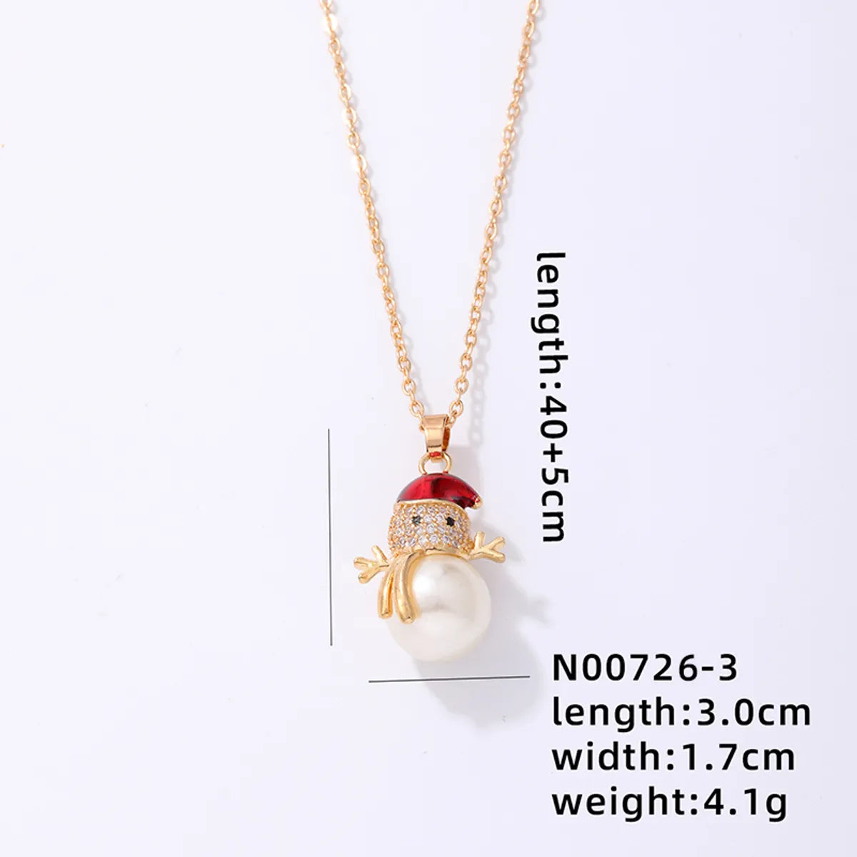 Stainless Steel Copper Cute Simple Style Plating Inlay Christmas Hat Christmas Tree Snowman Freshwater Pearl Zircon Pendant Necklace