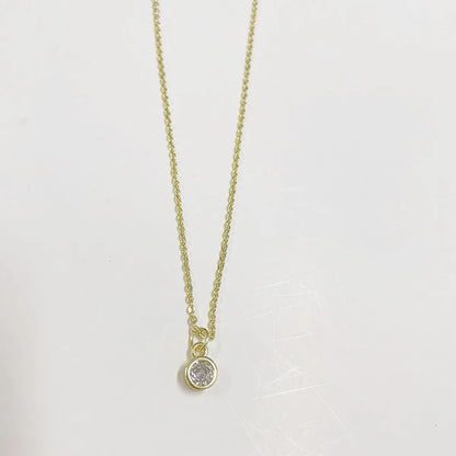 Cute Simple Style Color Block Copper Plating Chain Inlay Zircon 14k Gold Plated Pendant Necklace