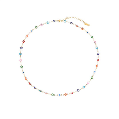 Cute Simple Style Color Block Stainless Steel Titanium Steel Beaded Plating Beads Gold Plated Necklace