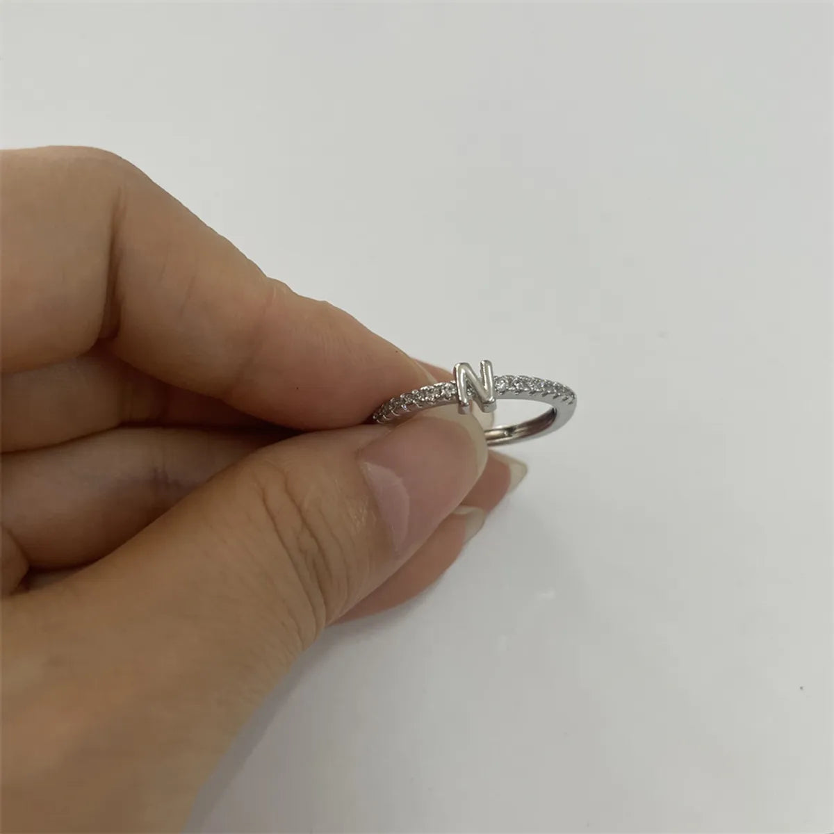 Cute Simple Style Commute Letter Copper Plating Inlay Zircon 14k Gold Plated White Gold Plated Open Rings