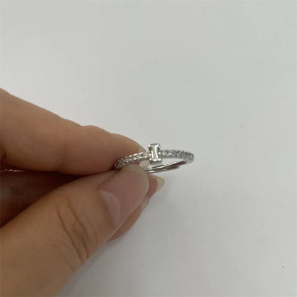 Cute Simple Style Commute Letter Copper Plating Inlay Zircon 14k Gold Plated White Gold Plated Open Rings