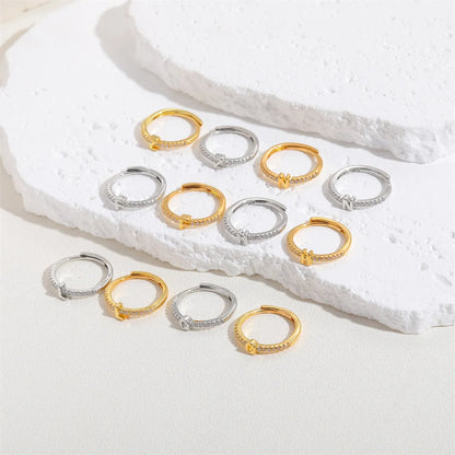 Cute Simple Style Commute Letter Copper Plating Inlay Zircon 14k Gold Plated White Gold Plated Open Rings