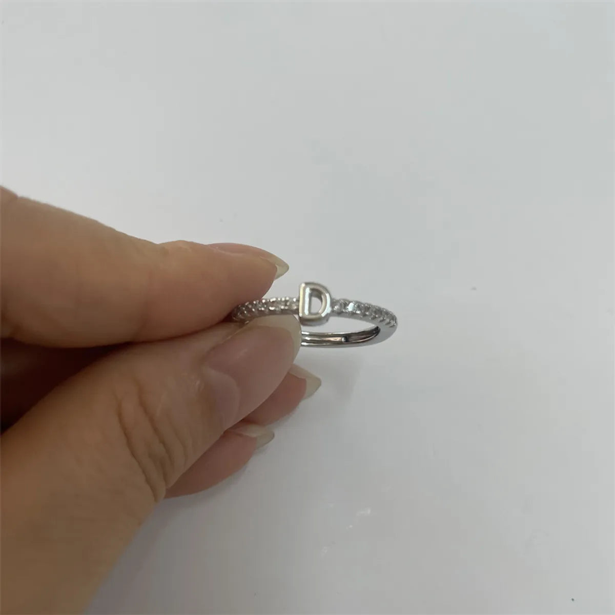 Cute Simple Style Commute Letter Copper Plating Inlay Zircon 14k Gold Plated White Gold Plated Open Rings