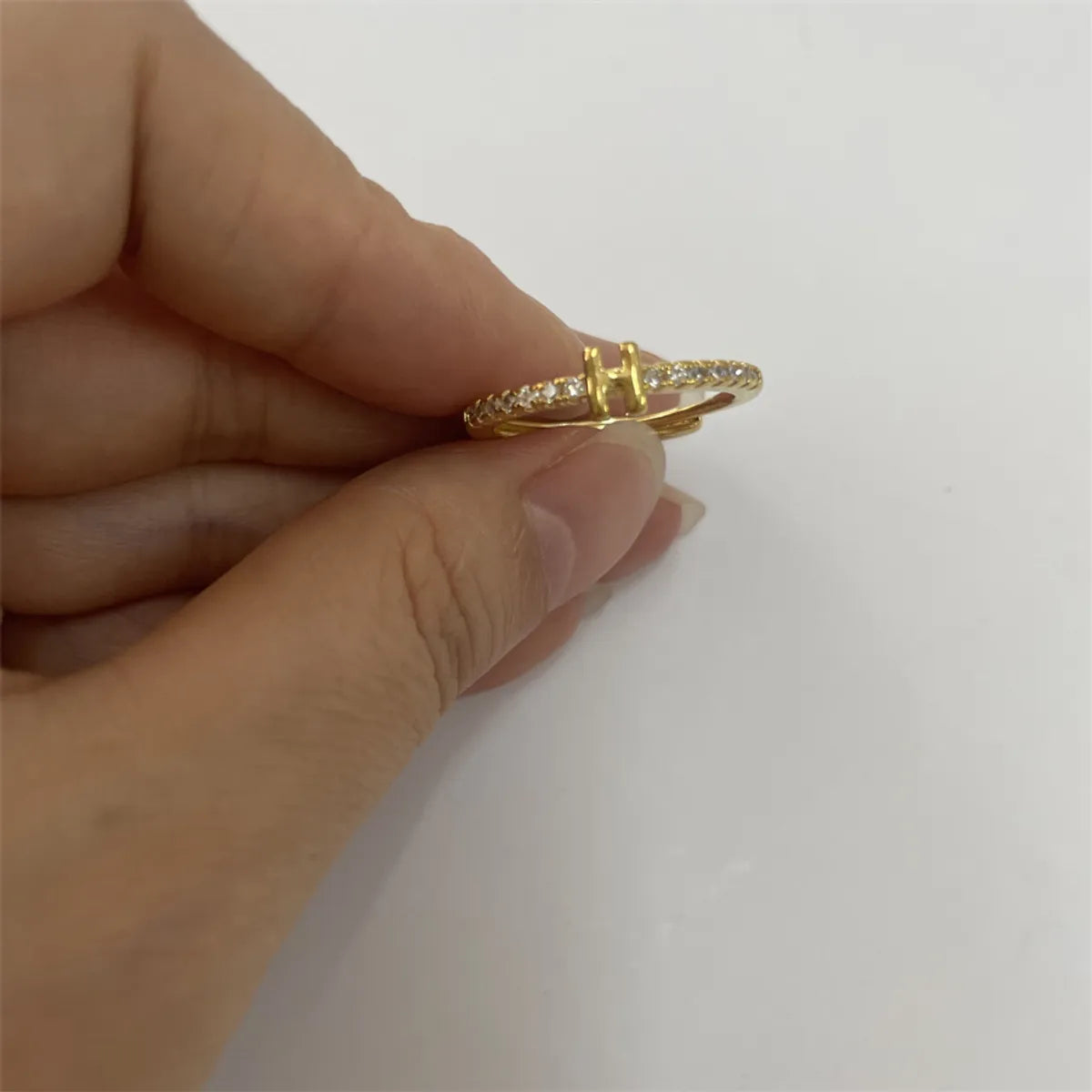 Cute Simple Style Commute Letter Copper Plating Inlay Zircon 14k Gold Plated White Gold Plated Open Rings