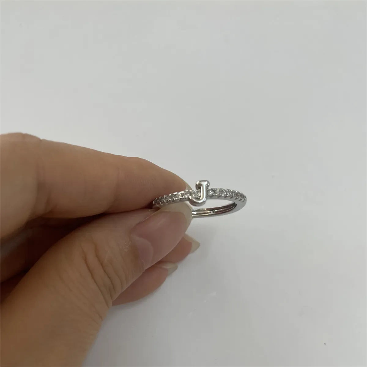 Cute Simple Style Commute Letter Copper Plating Inlay Zircon 14k Gold Plated White Gold Plated Open Rings