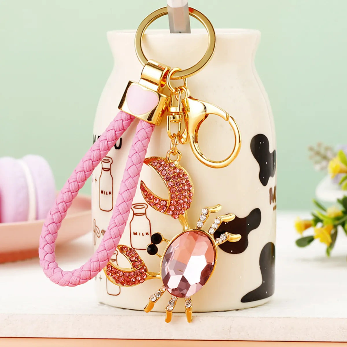 Cute Simple Style Crab Metal Inlay Rhinestones Women'S Keychain