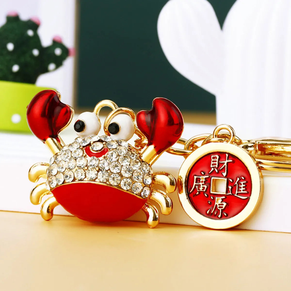 Cute Simple Style Crab Metal Inlay Rhinestones Women'S Keychain