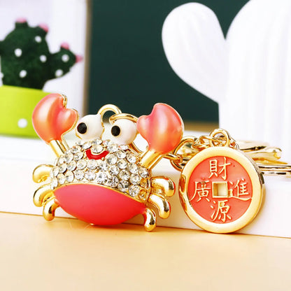 Cute Simple Style Crab Metal Inlay Rhinestones Women'S Keychain