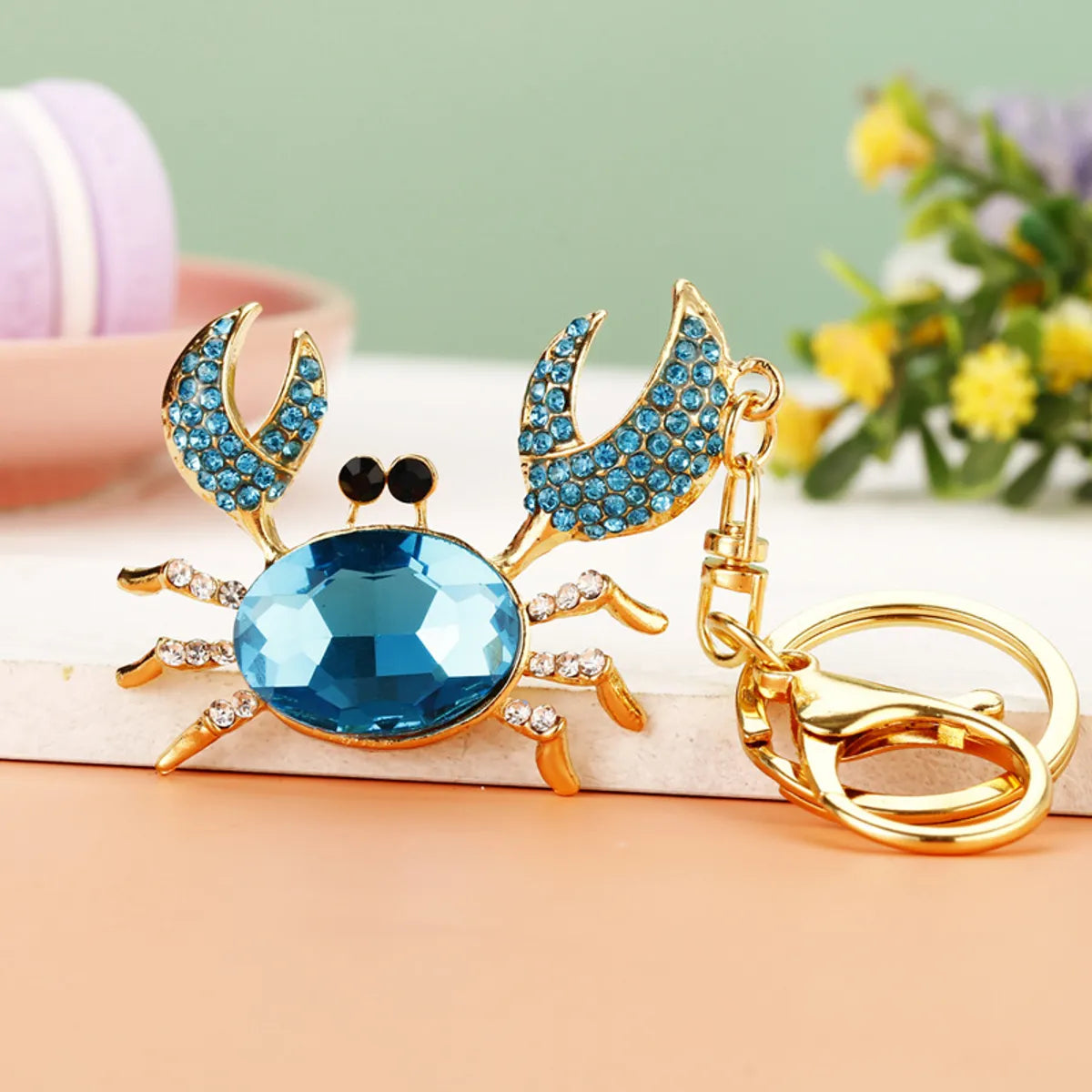 Cute Simple Style Crab Metal Inlay Rhinestones Women'S Keychain