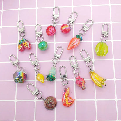 Cute Simple Style Fruit Shrimp Resin Bag Pendant Keychain