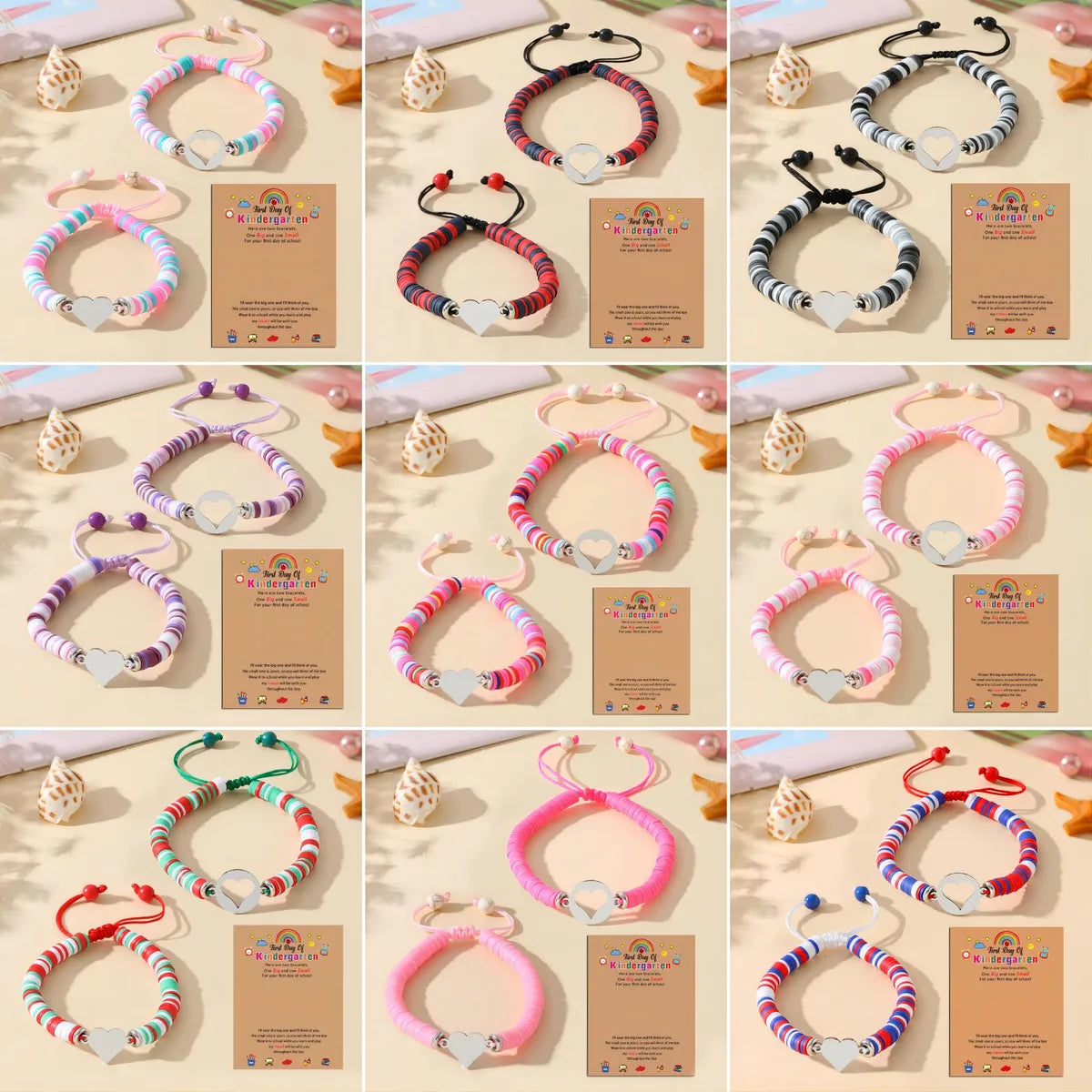 Cute Simple Style Heart Shape 304 Stainless Steel Stone Soft Clay Wholesale Drawstring Bracelets