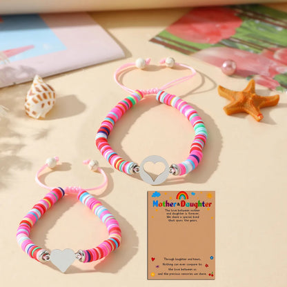 Cute Simple Style Heart Shape 304 Stainless Steel Stone Soft Clay Wholesale Drawstring Bracelets