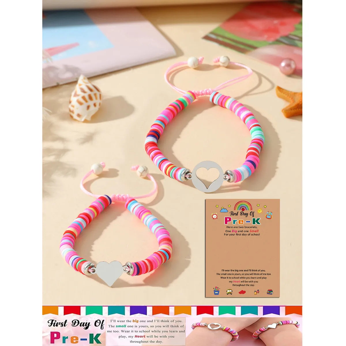 Cute Simple Style Heart Shape 304 Stainless Steel Stone Soft Clay Wholesale Drawstring Bracelets