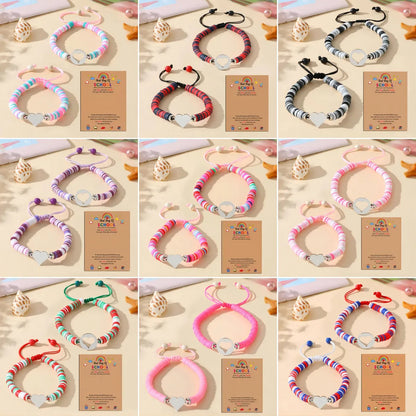 Cute Simple Style Heart Shape 304 Stainless Steel Stone Soft Clay Wholesale Drawstring Bracelets