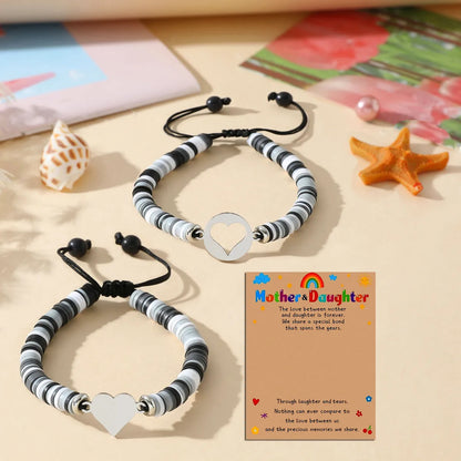 Cute Simple Style Heart Shape 304 Stainless Steel Stone Soft Clay Wholesale Drawstring Bracelets