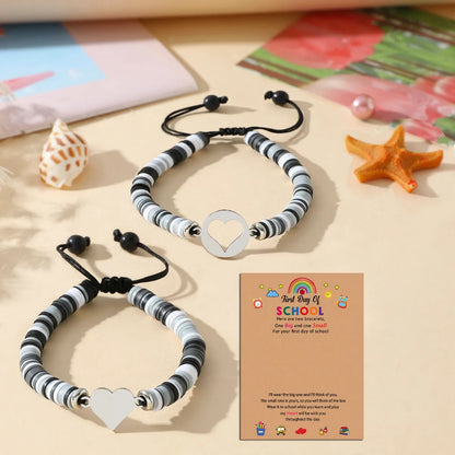 Cute Simple Style Heart Shape 304 Stainless Steel Stone Soft Clay Wholesale Drawstring Bracelets