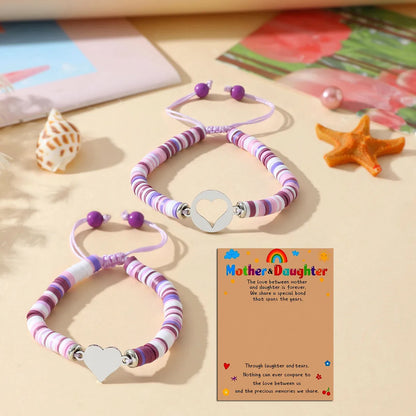 Cute Simple Style Heart Shape 304 Stainless Steel Stone Soft Clay Wholesale Drawstring Bracelets