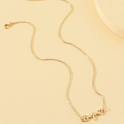 Cute Simple Style Heart Shape Alloy Plating Gold Plated Women's Necklace