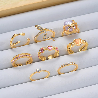 Cute Simple Style Heart Shape Snake Rhinestones Alloy Wholesale