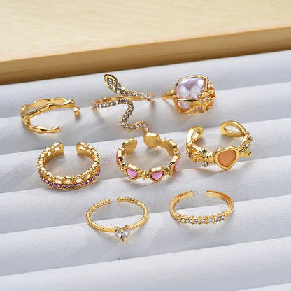 Cute Simple Style Heart Shape Snake Rhinestones Alloy Wholesale