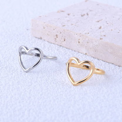 304 Stainless Steel 18K Gold Plated Cute Simple Style Plating Heart Shape Open Rings