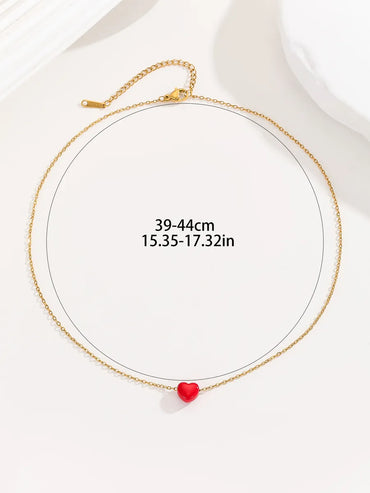 Cute Simple Style Heart Shape Stainless Steel Plating 18k Gold Plated Pendant Necklace