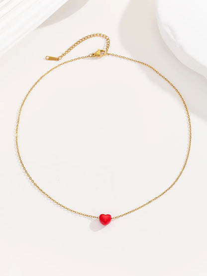 Cute Simple Style Heart Shape Stainless Steel Plating 18k Gold Plated Pendant Necklace