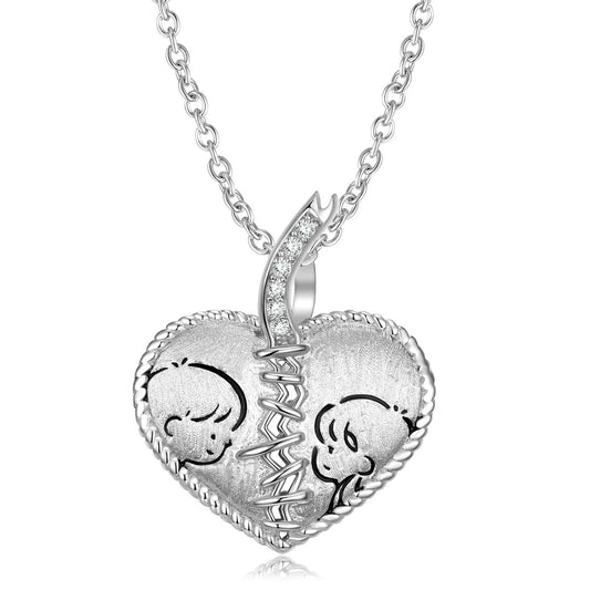 Cute Simple Style Heart Shape Sterling Silver Inlay Zircon Pendant Necklace