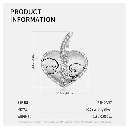 Cute Simple Style Heart Shape Sterling Silver Inlay Zircon Pendant Necklace