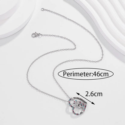 Cute Simple Style Heart Shape Unicorn Alloy Inlay Artificial Diamond Women's Pendant Necklace