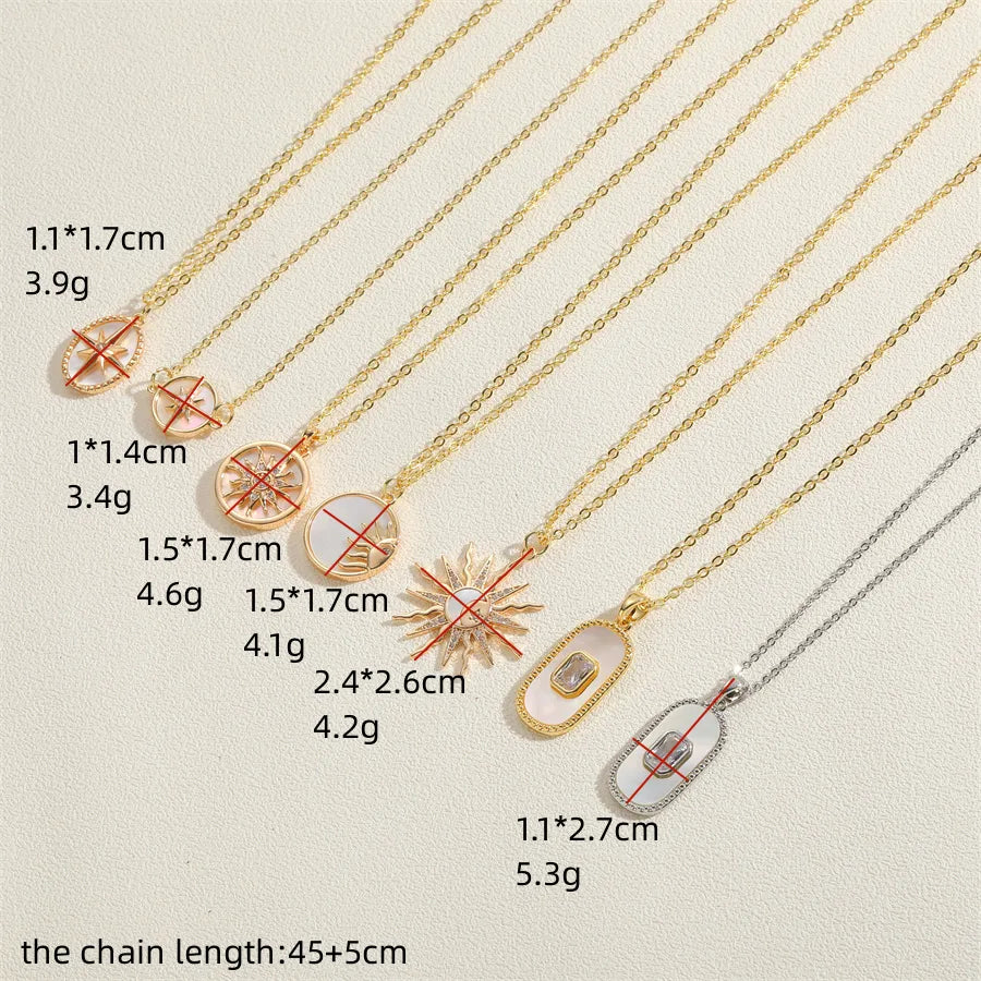 Cute Simple Style Hexagram Sun Copper Plating Inlay Shell Zircon 14k Gold Plated White Gold Plated Pendant Necklace