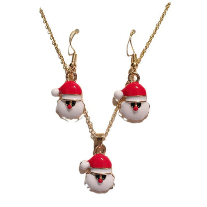 Cute Simple Style Santa Claus Alloy Enamel Flakes Christmas Women'S Jewelry Set