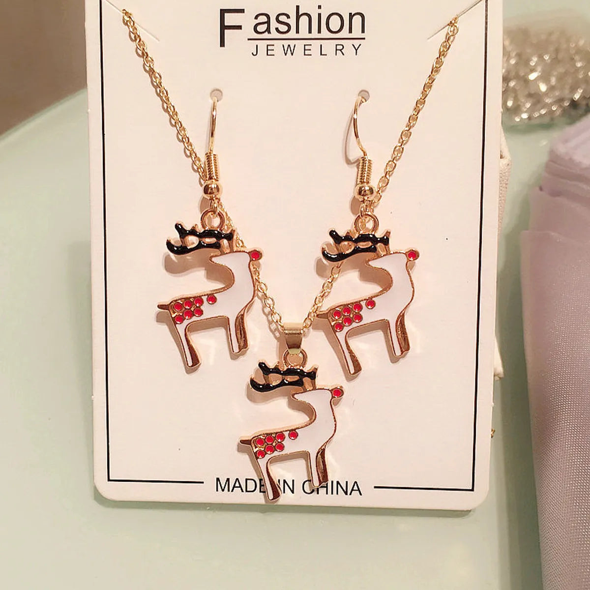 Cute Simple Style Santa Claus Alloy Enamel Flakes Christmas Women'S Jewelry Set