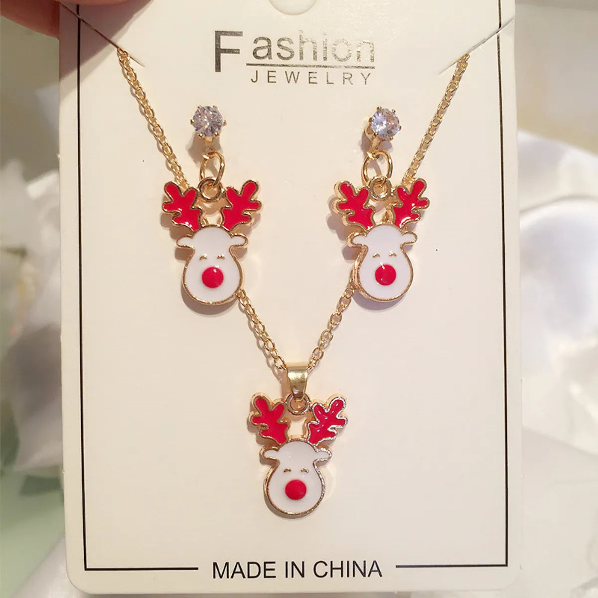 Cute Simple Style Santa Claus Alloy Enamel Flakes Christmas Women'S Jewelry Set