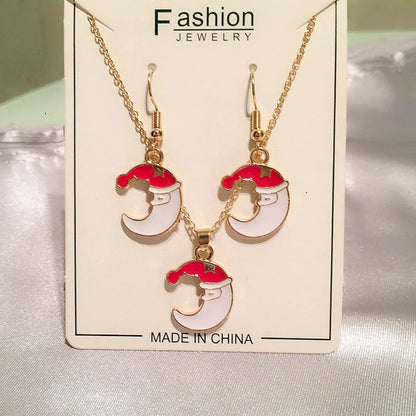 Cute Simple Style Santa Claus Alloy Enamel Flakes Christmas Women'S Jewelry Set