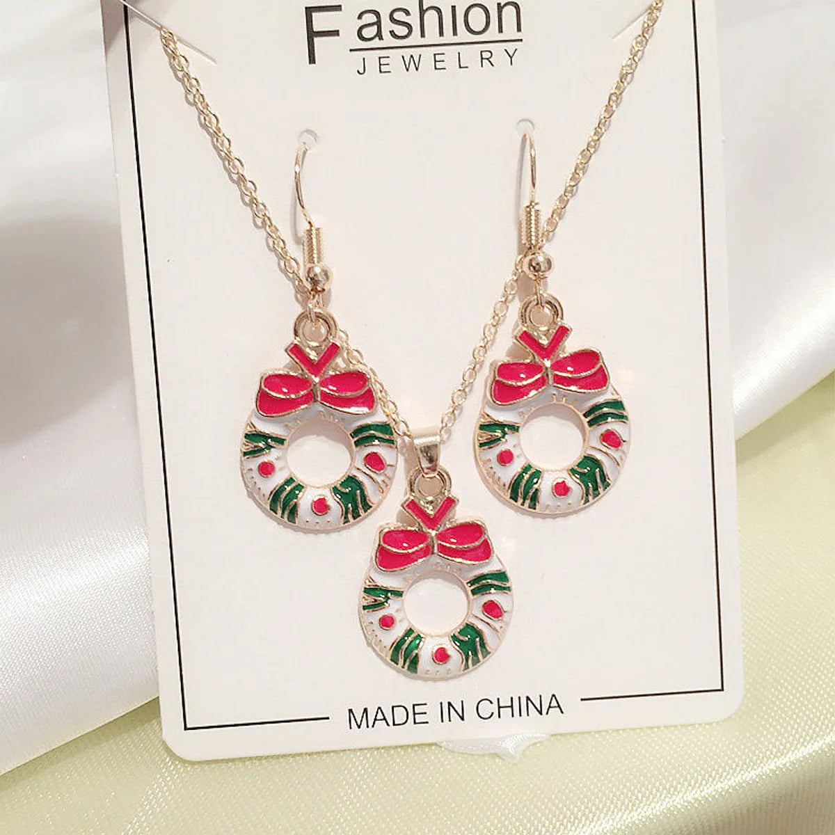 Cute Simple Style Santa Claus Alloy Enamel Flakes Christmas Women'S Jewelry Set