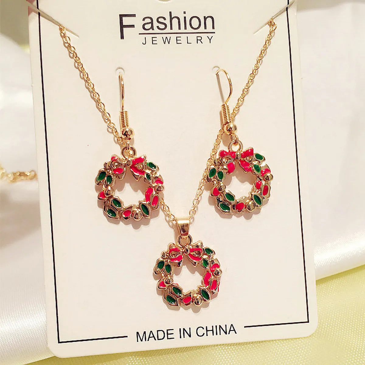 Cute Simple Style Santa Claus Alloy Enamel Flakes Christmas Women'S Jewelry Set