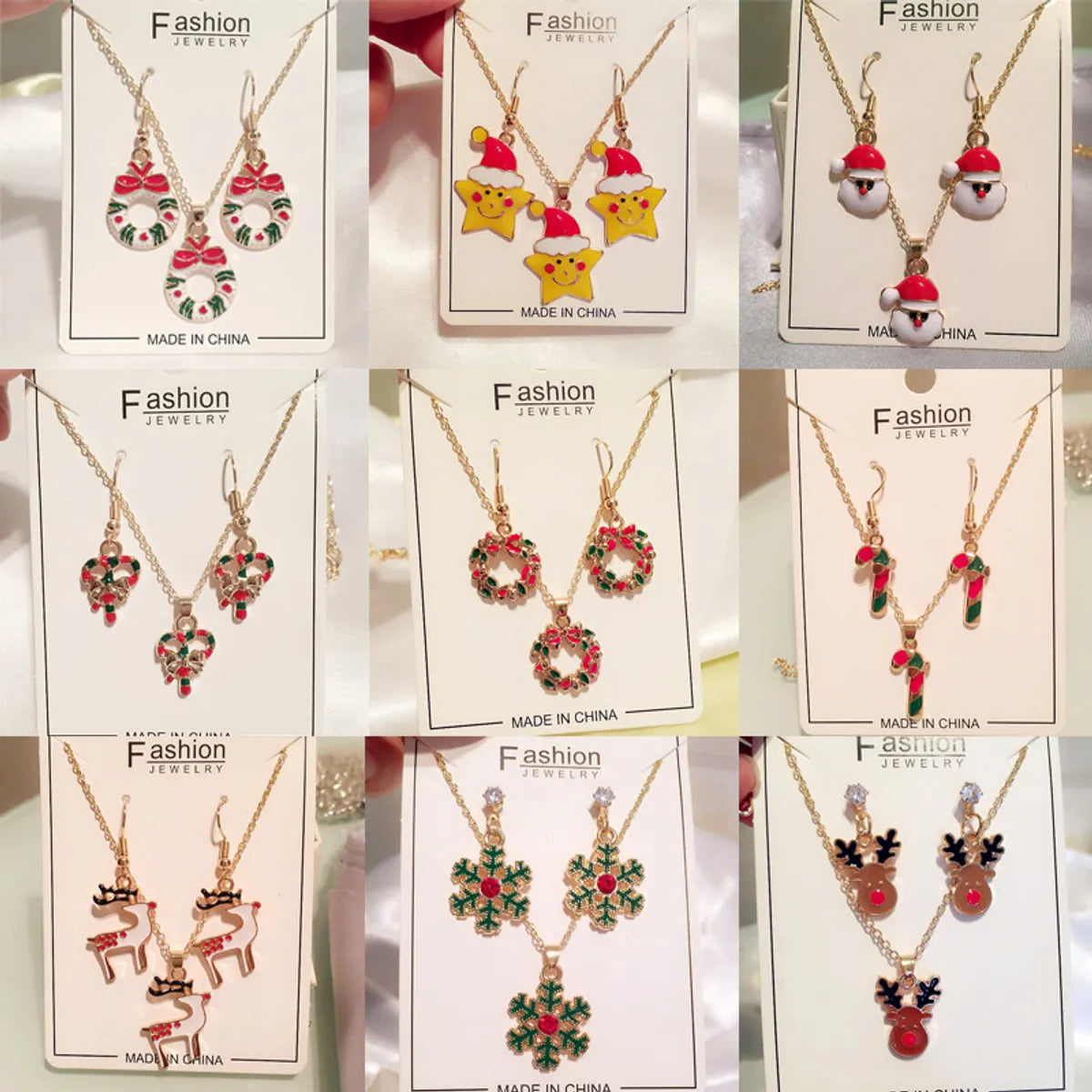 Cute Simple Style Santa Claus Alloy Enamel Flakes Christmas Women'S Jewelry Set