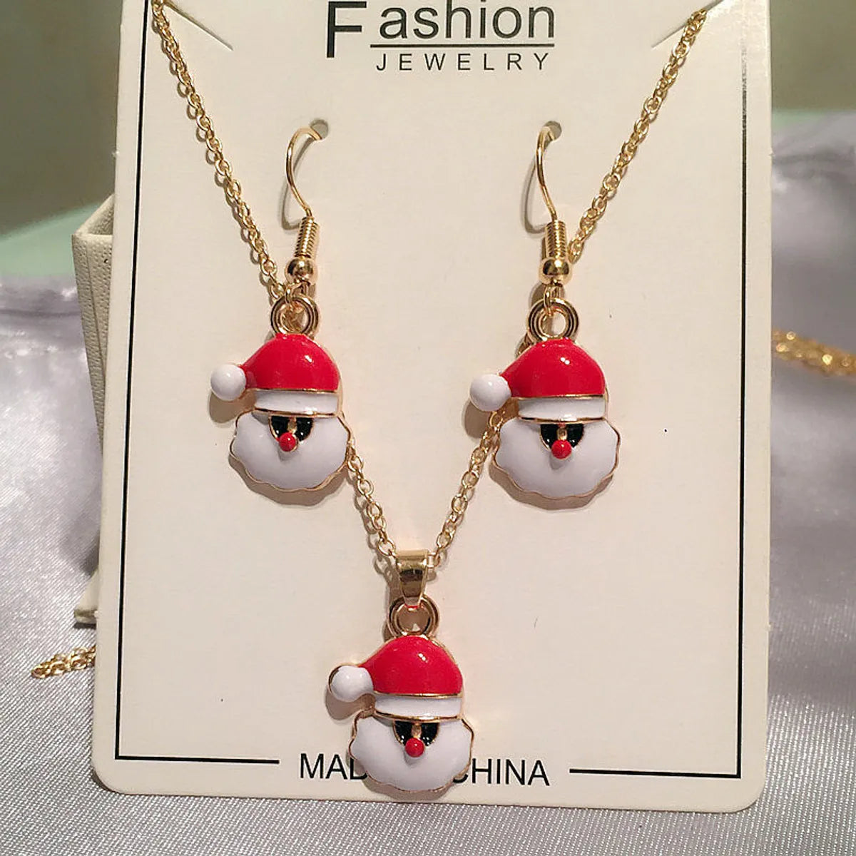 Cute Simple Style Santa Claus Alloy Enamel Flakes Christmas Women'S Jewelry Set