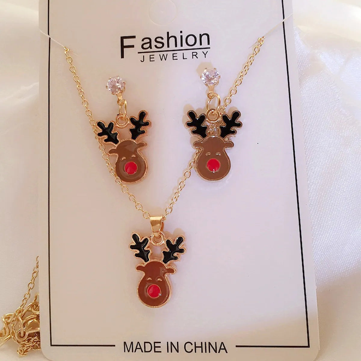 Cute Simple Style Santa Claus Alloy Enamel Flakes Christmas Women'S Jewelry Set