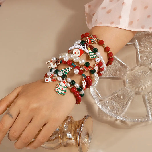 Cute Simple Style Santa Claus Artificial Pearl Wholesale Bracelets