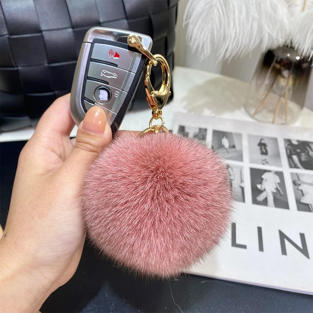 Cute Simple Style Solid Color Fox Head Fur Unisex Bag Pendant Keychain