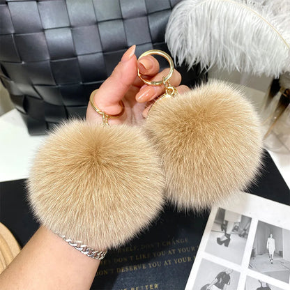 Cute Simple Style Solid Color Fox Head Fur Unisex Bag Pendant Keychain