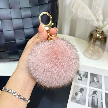 Cute Simple Style Solid Color Fox Head Fur Unisex Bag Pendant Keychain