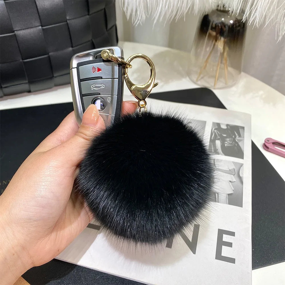 Cute Simple Style Solid Color Fox Head Fur Unisex Bag Pendant Keychain