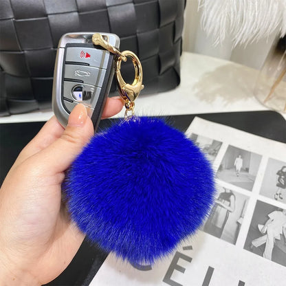 Cute Simple Style Solid Color Fox Head Fur Unisex Bag Pendant Keychain