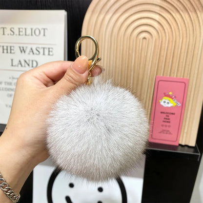 Cute Simple Style Solid Color Fox Head Fur Unisex Bag Pendant Keychain